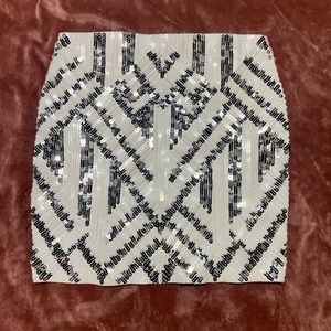 Express Black & White Sequin Skirt